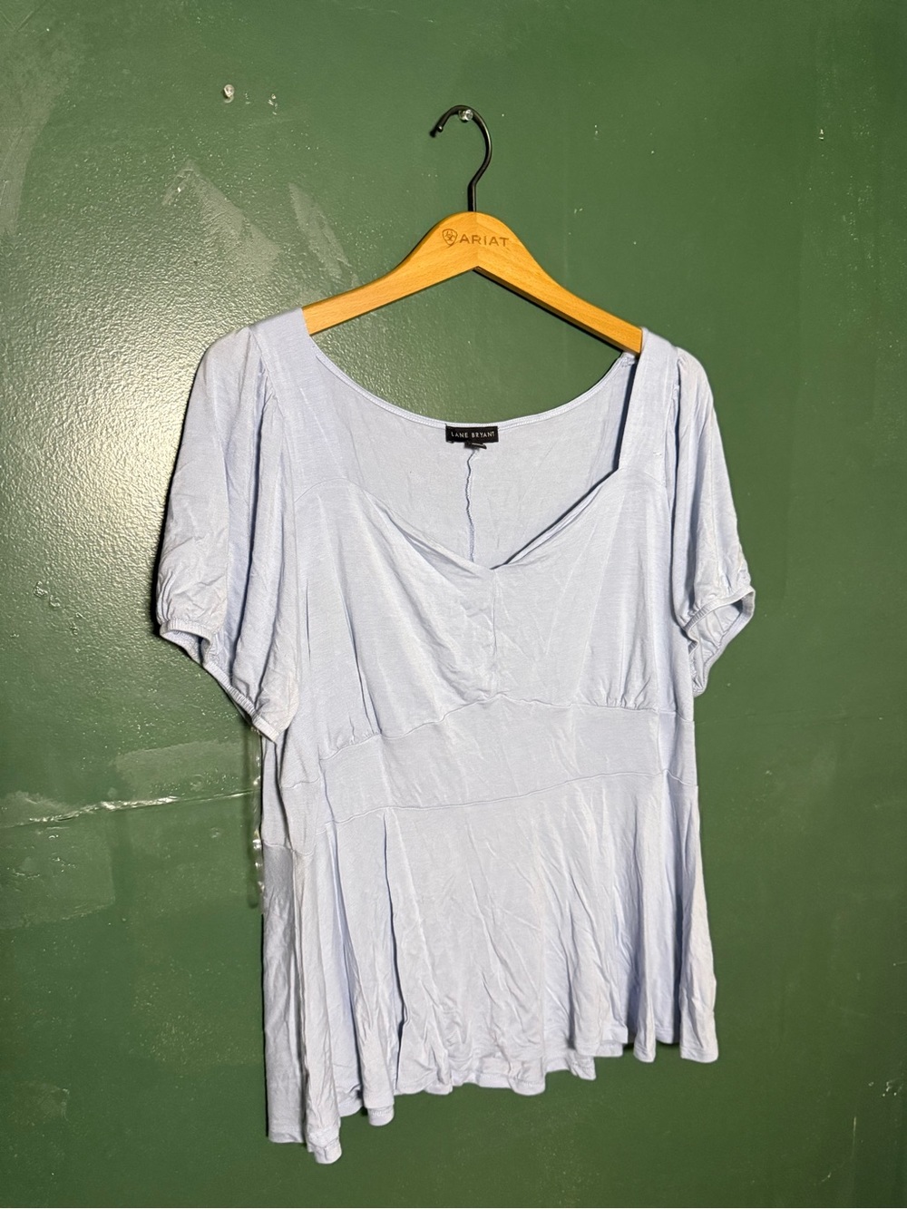 Lane Bryant Pale Blue Scoop Neck Peplum Tee